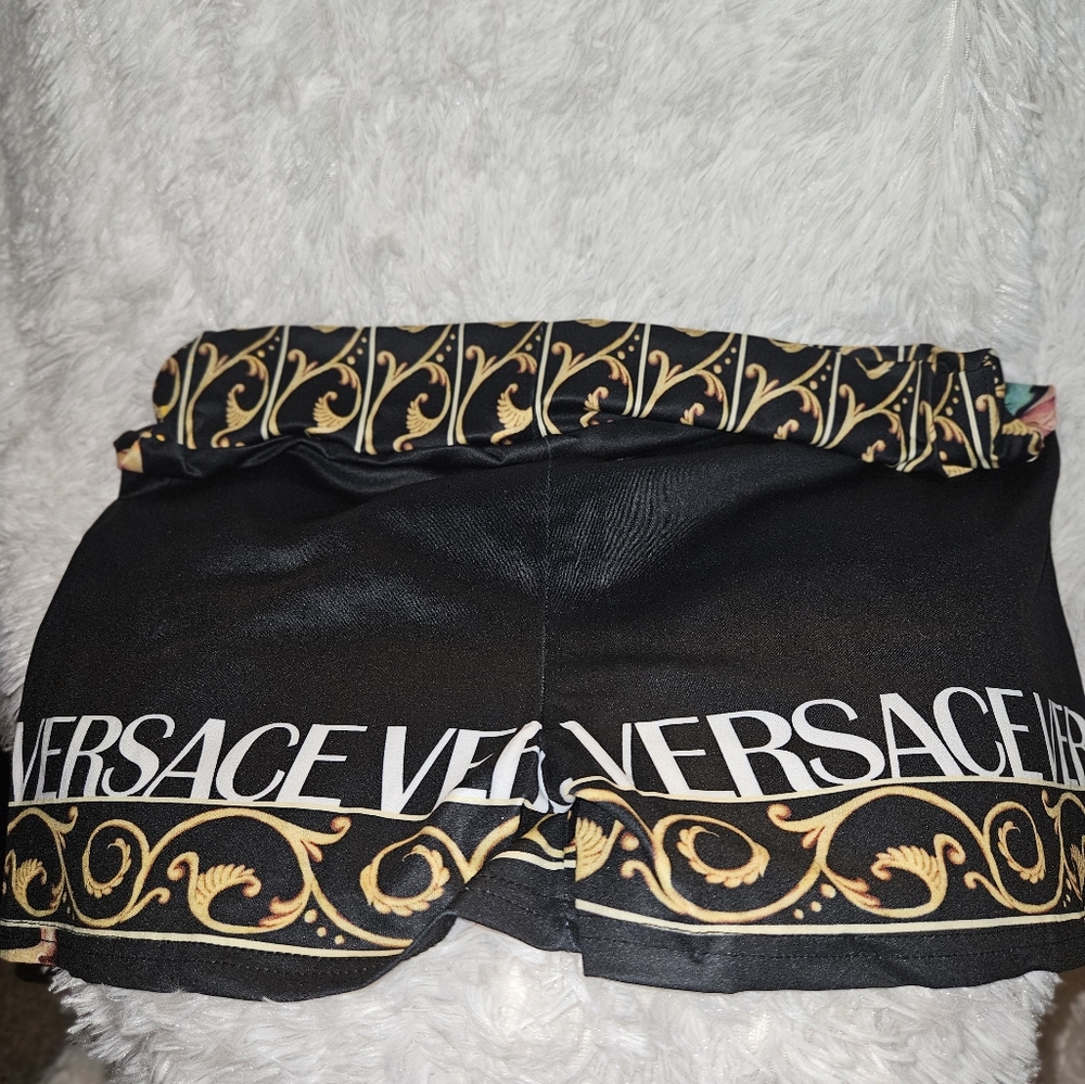 Designer Look  Women's Black and Gold Patterned Athletic Shorts